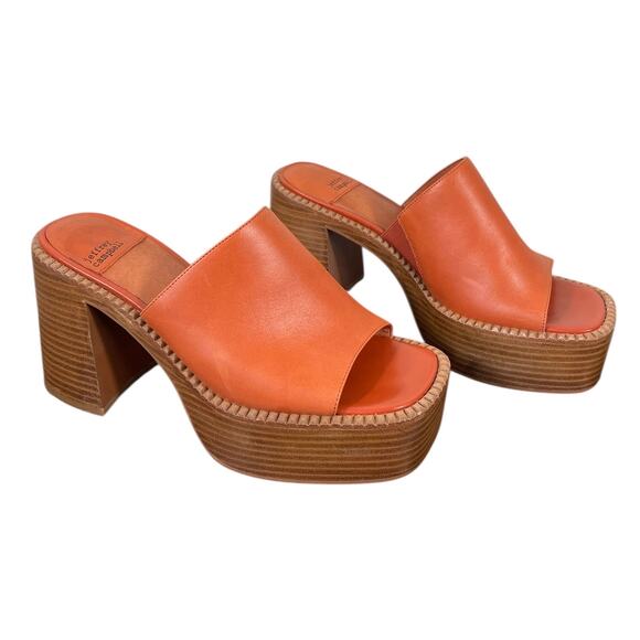 Jeffrey Campbell Anthropologie Concert Heels Honey Orange Leather Mule Size 8 - Picture 2 of 10